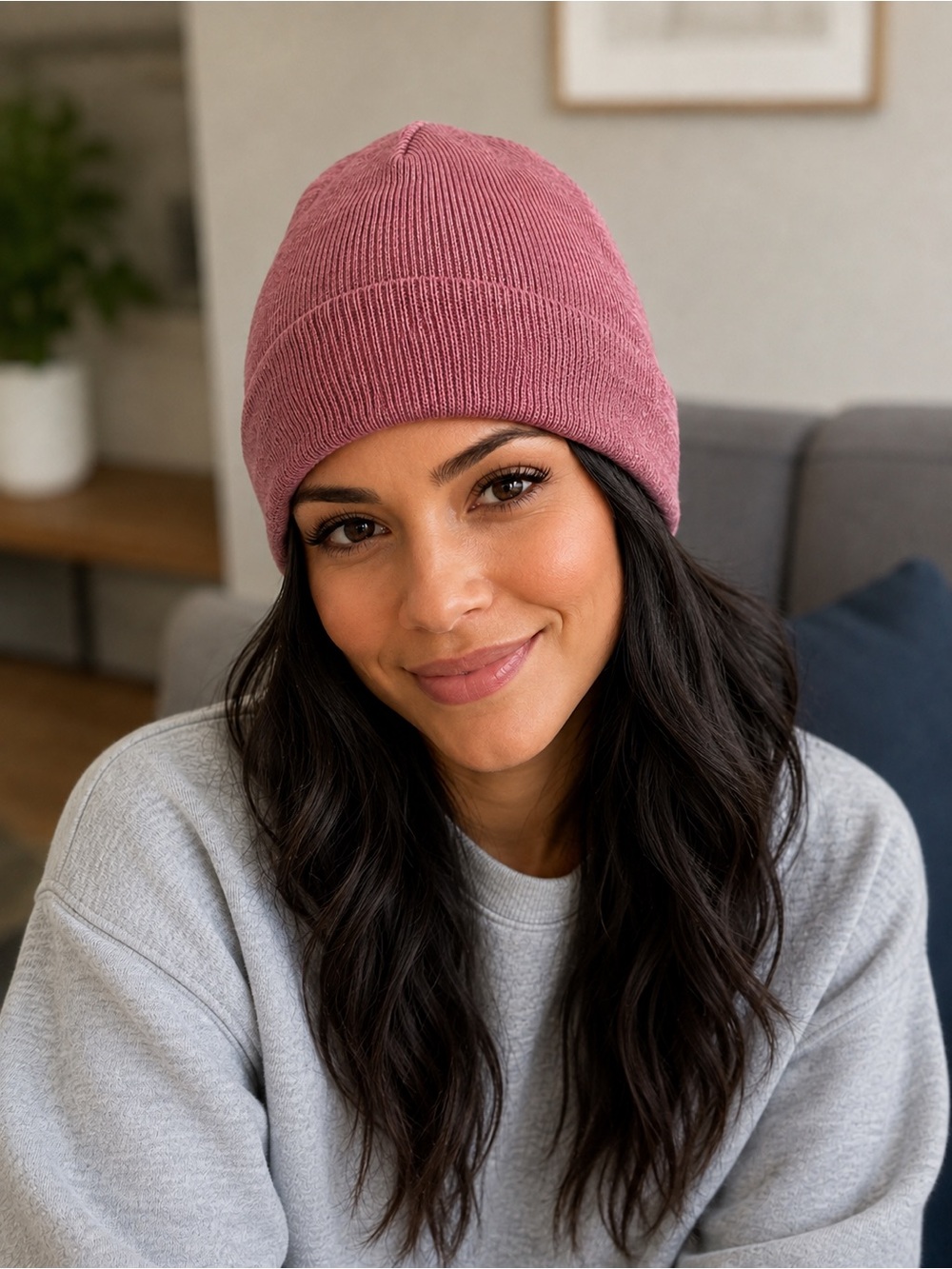 Women’s Knit Beanie Hat - Dusty Rose